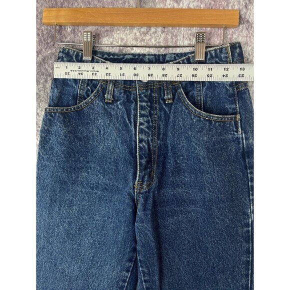 Jordache Jeans Womens 9/10 Blue Dark Button Ankle High Rise Corset 80s Bareback - Picture 5 of 15